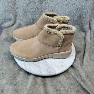 Skechers Shoes Womens Size 8 Joy Rosewood Tan Suede Faux Fur Lined Ankle Boot